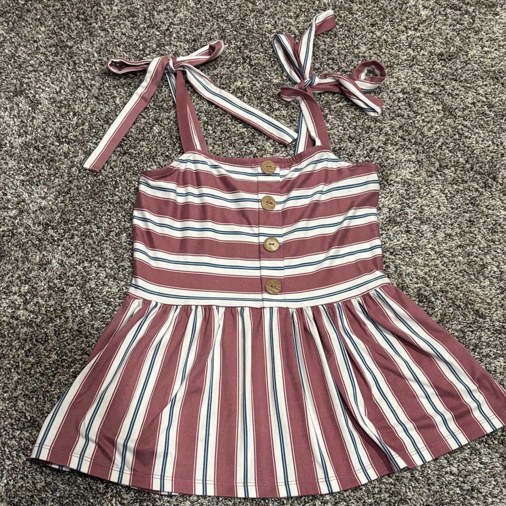 Good Luck Gem Striped Top with Bow Straps